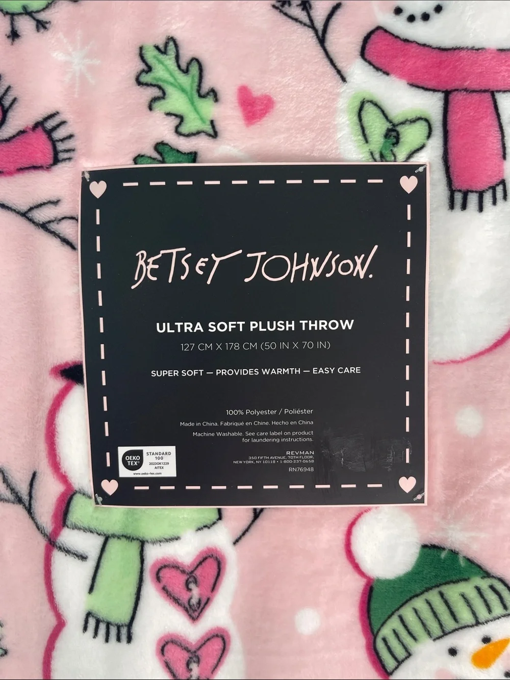 🆕🎄💋BETSEY JOHNSON💋OVERSIZED ULTRA SOFT PLUSH SNOWMAN ⛄️ THROW /BLANKET